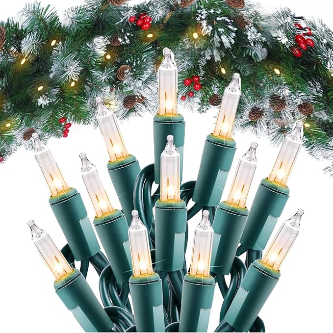 Minetom 100 Count 20 Feet Christmas String Lights, Incandescent Bulb Mini Lights for Outdoor Indoor Xmas Tree Birthday Wedding Party Festival Christmas Decorations Decor
