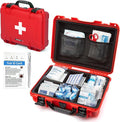 NANUK 910 Waterproof First Aid Kit 146pcs – Durable, Pre-Stocked First Aid Emergency Kit with Bandages, Tick Removal Tool, and More – Dustproof, Impact-Resistant, Floats (14.3" x 11.1" x 4.7") – Red