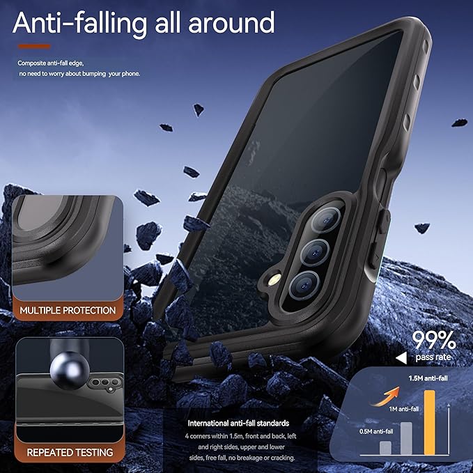 Hllhunkhe for Samsung Galaxy A16 5G Case Waterproof, [IP68 Waterproof Dustproof] [Built-in Screen Protector] Rugged Full Body Underwater Shockproof Protective Cover for Galaxy A16 5G Phone Case Black