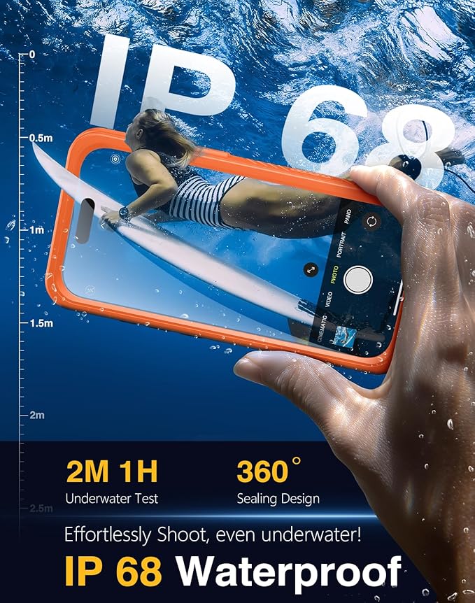 Lanhiem Magnetic for iPhone 17 Pro Max Case Waterproof, Built in Screen Protector & Camera Protection, [Compatible with MagSafe] Full Body Dustproof Heavy Duty Rugged Phone Case 6.9'' (Orange)