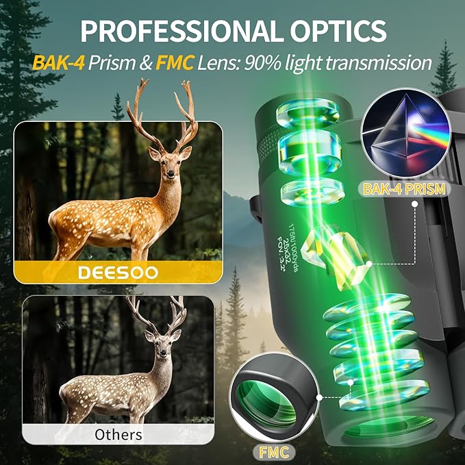 25x32 Compact Binoculars for Bird Watching - High Powered Lightweight Binocular for Adults Kids - 4.9ft Close Focus with Carrying Case for Backyard, Cruise Ship & Concerts