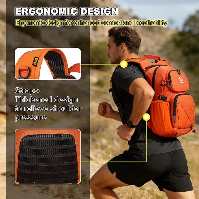 Hydration Backpack 22L, Hiking Backpack with 2L Leakproof Bladder, Sewn-in Rain Cover, Insulated Compartment for Men & Women Running, Cycling, Camping