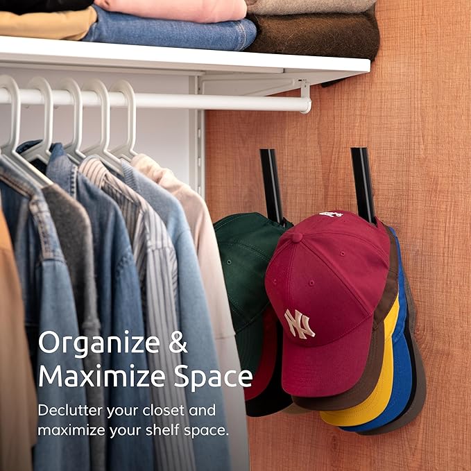 Ozueccr Hat Hook for Baseball Caps – Wall Mounted Vertical Hat Holder, Multi-Purpose Wall Hook, Closet Cap Organizer, Sturdy Compact, Easy to Install