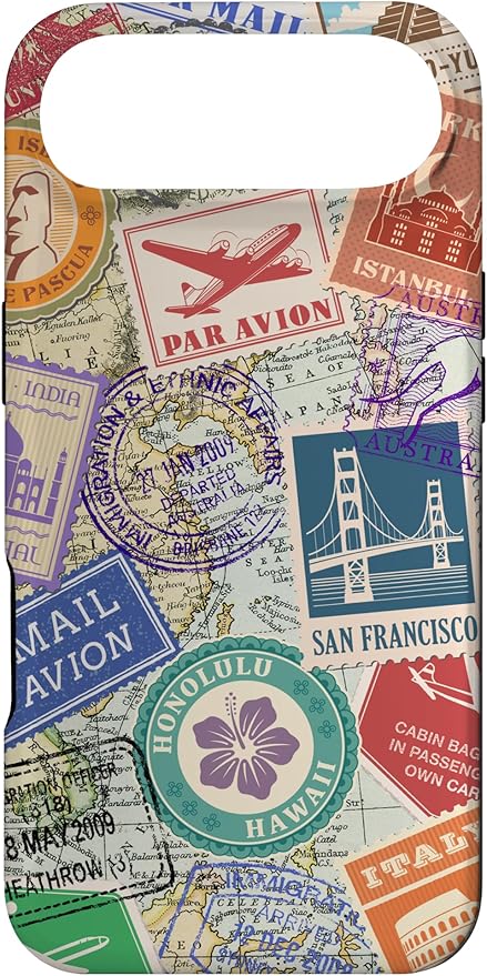 World Map Travel Passport Stamps Postage Stamp Case for iPhone Air