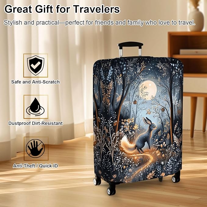 Luggage Cover Protector for 22-24 Inch Suitcases, TSA Approved Elastic Travel Suitcase Covers, Anti-Scratch Washable Luggage Sleeve for Carry On & Checked Bags, Hare
