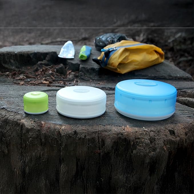 humangear GoTubb – Storage Containers for Snacks, Small Essentials and Travel Gear, Made from Food-Safe Materials, Clear/Green/Blue, Small (3-pack)