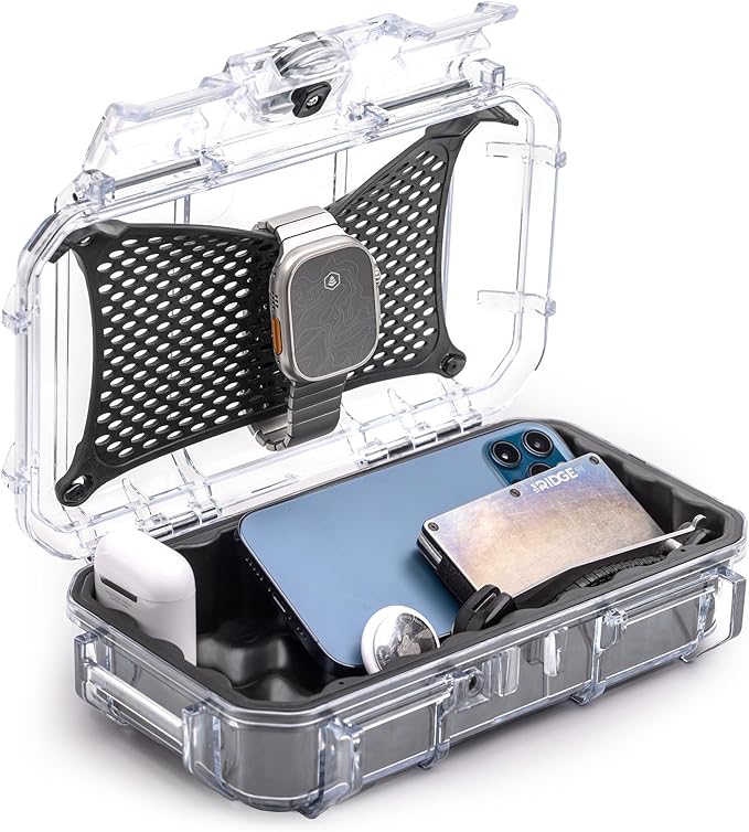 Evergreen 56 Dry Box - EDC Tough Protective Case USA Made for Organization of Cameras, Phones, Camping, Fishing, Hiking, Water Sports (Clear)