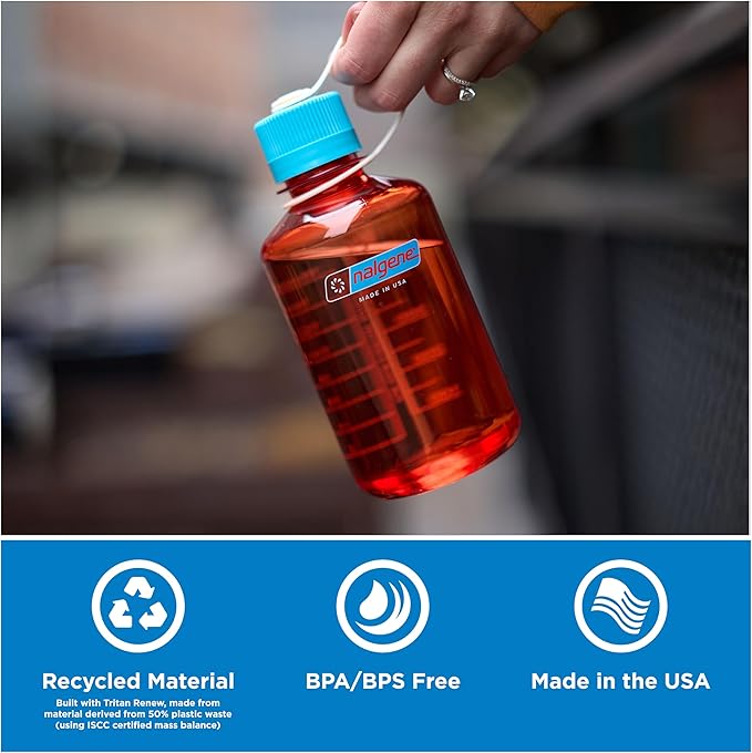 Nalgene 16 oz Narrow Mouth Water Bottle | BPA-Free, Durable & Leak Proof, Lightweight Travel Bottle, Fits in Cupholders, Cotton
