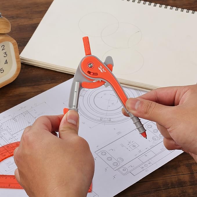Mr. Pen- Geometry Compass and Protractor Set, 6 Inch Compass, 6 Inch Protractor, Drawing Tool for School, Clear Plastic, Easy Grip, Precision Design for Math, Art, Drafting, Architecture