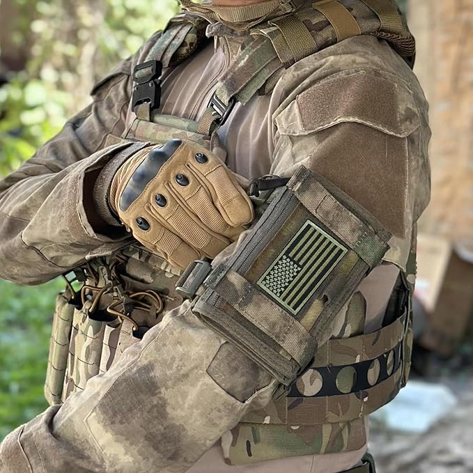 Tactical Arm Sleeve Map Pouch Case Documets Holder Wrist Case Wrist Map Holder QB Wristband Map Case Military Arm PouchTactical USA Flag Patch