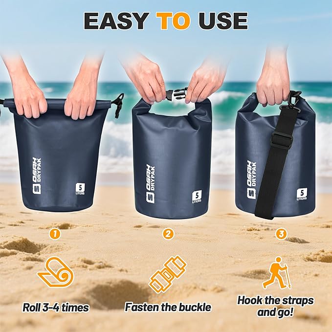 Waterproof Dry Bag, 5L/10L/20L/30L/40L Roll Top Lightweight Storage Backpack with Phone Case for Women & Men, Floating Waterproof Sack for Travel, Swimming, Kayaking, Paddle Board, Camping & Beach