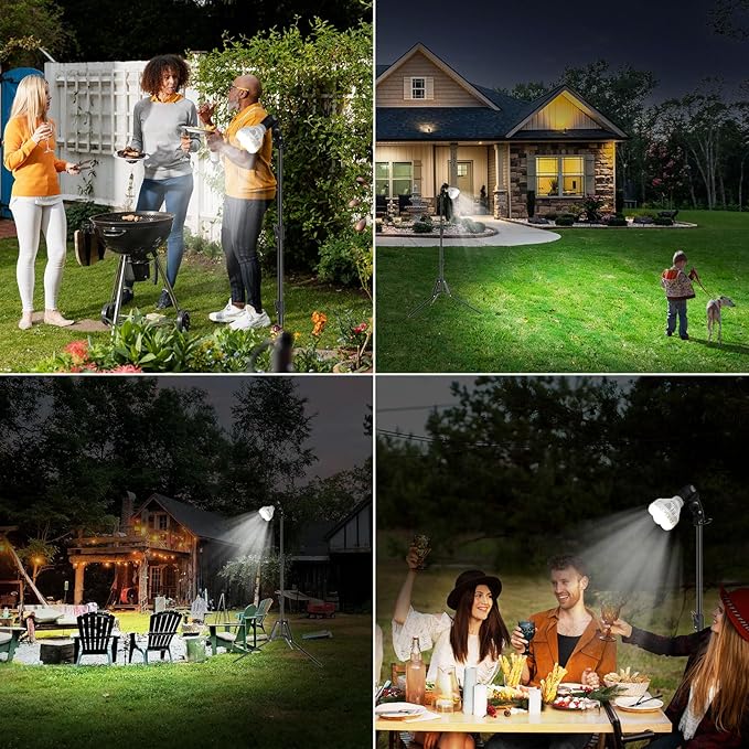SANSI 400W Equivalent LED Work Light with Stand, 6000LM 5000K Portable Work Light With Telescoping Tripod Stand Adjustable 30-55 Inches, Camping Light with Premium Carbon Steel Strong and Stable