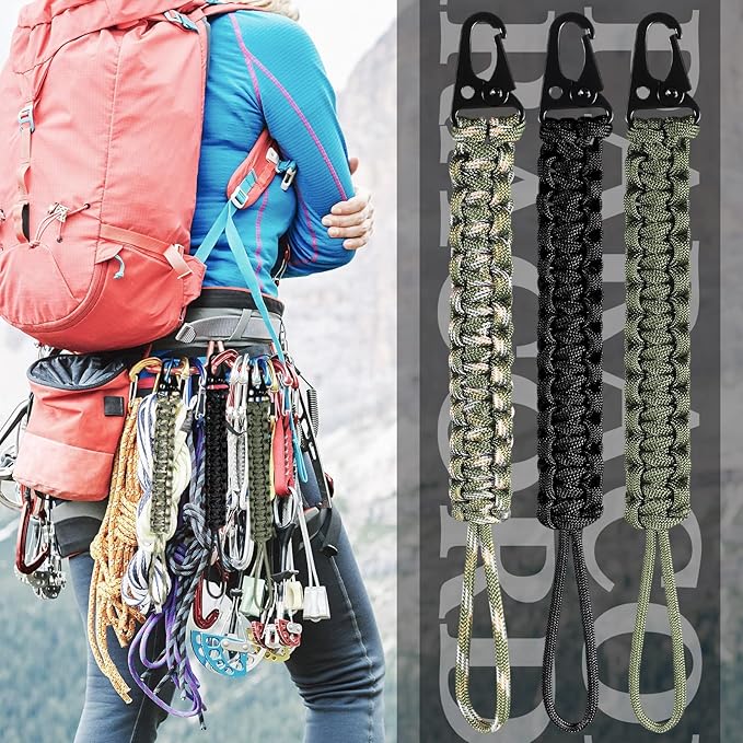 Shappy 3 Pcs Paracord Keychain Weave 550 Paracord 9 Inch Tactical Lanyard Wallet Accessories Camping Fishing Hunting Outdoor