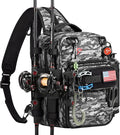 Piscifun Fishing Tackle Backpack, Convertible Sling or Waist Pack, 16-Pocket Storage Gear Bag with 2 Rod Holders & Rain Cover