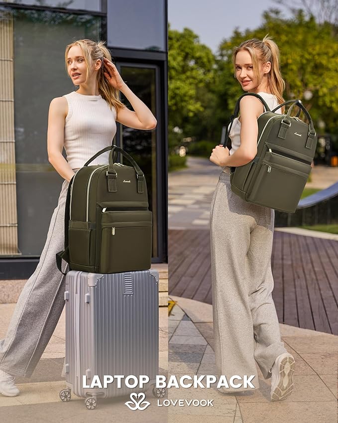 LOVEVOOK Laptop Backpack for Women 15.6 Inch Laptop Bag with USB Port, Fashion Waterproof Backpacks Teacher Nurse Stylish Travel Bags Vintage Daypacks for College Work