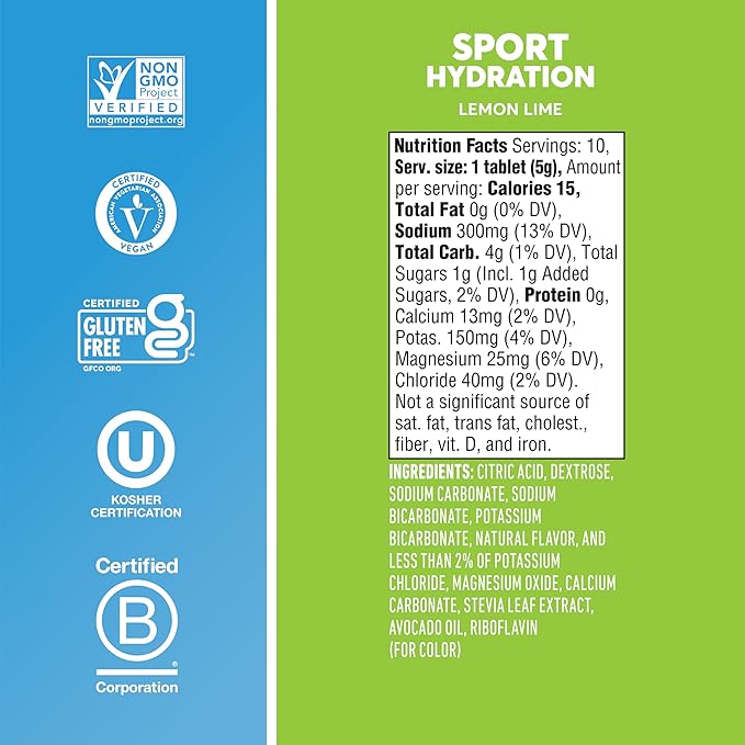 Nuun, Electrolyte Drink Tabs Lemon Lime, 8 Count, 1.9 Ounce