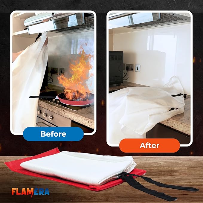 Emergency Fire Blanket for Home and Kitchen (4-Pack) Fireproof and Fire Suppression Blanket | 40"x40" Fiberglass Fire Blankets for Home Safety, Camping, and Office - Fire Retardant Blankets for Fires