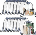 Shappy 30 Pcs Clear Drawstring Backpack, Plastic Waterproof Transparent Stadium Bags String Bag for Gym Travel (Gray)