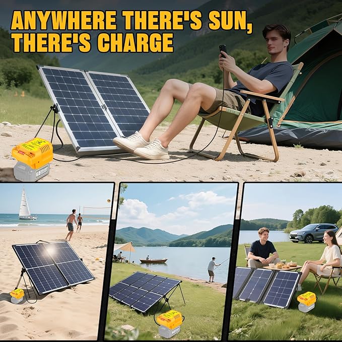 Solar Charger Adapter for Dewalt 20V/60V Battery,Portable,Outdoor Work,Camping