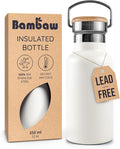 Bambaw 12 oz Water Bottle Stainless Steel with Handle, Small Metal Water Bottle Insulated, For Hot & Cold Drinks, Easy to Clean, Great for Travel, Fits in Cup Holder (Polar White)