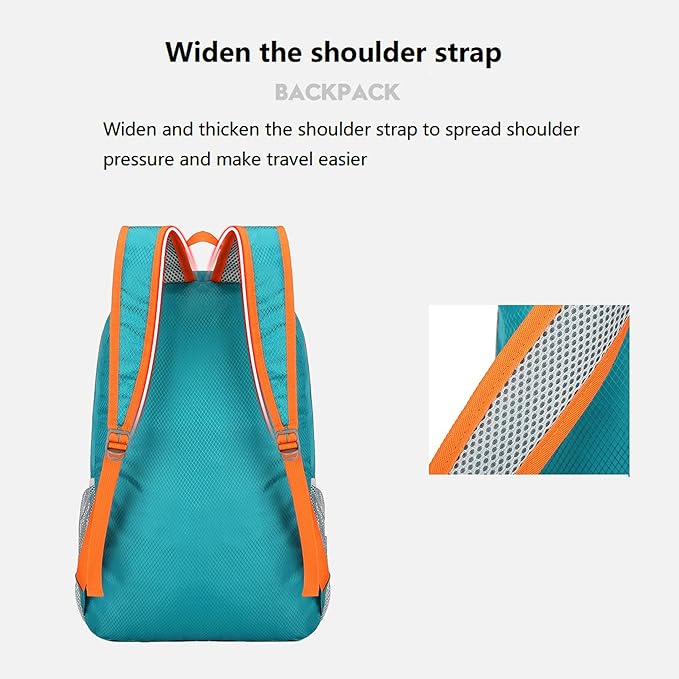 levayhill 25L Foldable Hiking Backpack Lightweight Packable Basic-Daypack Collapsible Bag Water-Resistant Travel Men Women Camping Cycling Outdoor (Lake Blue)