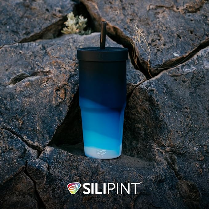 Silipint: 32oz Silicone STRAW TUMBLER, Unbreakable, Non-Toxic, Dishwasher Safe - Moon Beam Pack of 1