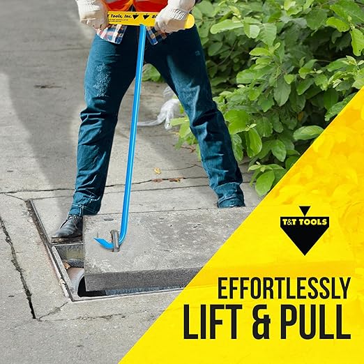 T&T Tools Heavy Duty Handy Hook – Portable 30 Inch with 3/8" Round Pump Hook End –Multipurpose Lifting and Pulling Tool for Manhole Covers, Septic Tanks, Storm Drains, Sewer Lids & More –1 Pack | Portable, 30 Inch, 3/8" Round, for Manhole Covers, Septi...