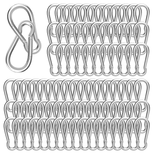 Carabiner, Heavy Duty Galvanized Steel Spring Snap Hook Carabiner Clips with 110LBS Holding Capacity, Ideal for Outdoor, Hammock, Swing and Travel (M4 1.6Inch, 400PCS)