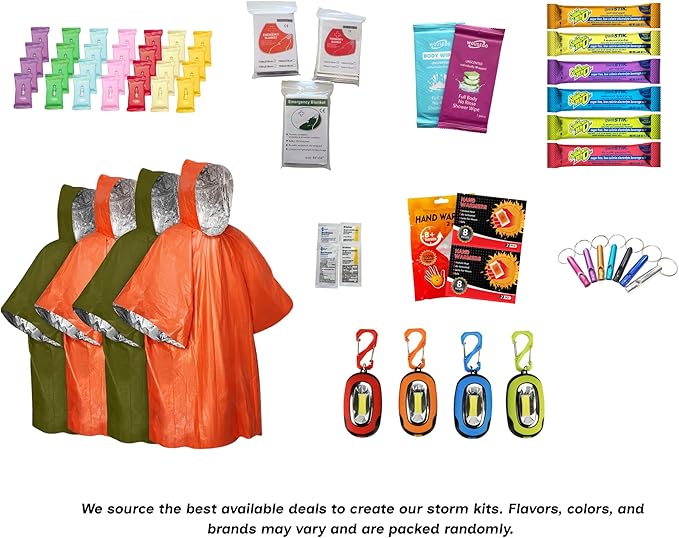 Emergency Kit - Winter Storm & Ice Storm Survival Kit, Power Outage Preparedness with 15 Essential Items, COB Light, Rain Poncho, Blanket, Emergency Water & First Aid