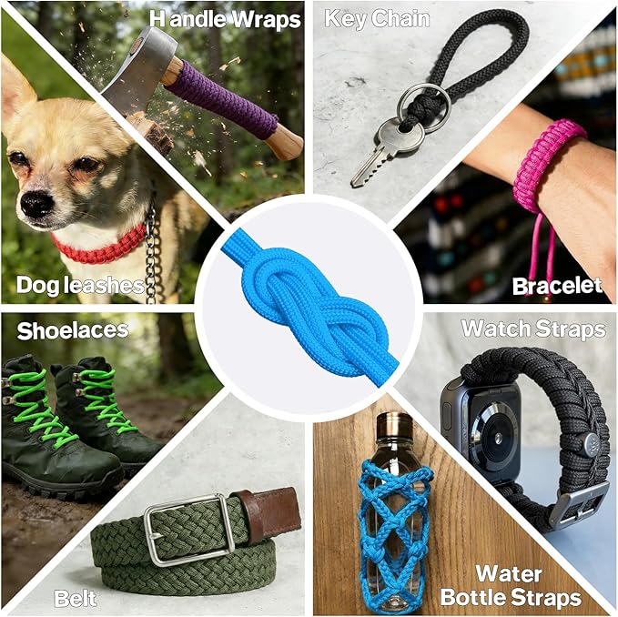 Paracord Rope 750 - Parachute para Cord 4mm 11 Strand Spool Rope Utility Nylon String for Outdoor Camping Survival Utility Tent Crafting DIY Projects - Blue 100ft