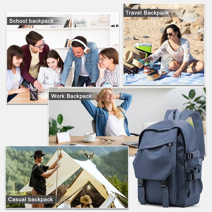coowoz College Backpack Waterproof Black College Bags For Women Lightweight Travel Rucksack Casual Daypack Laptop Backpacks For Men Women(Blue Purple)