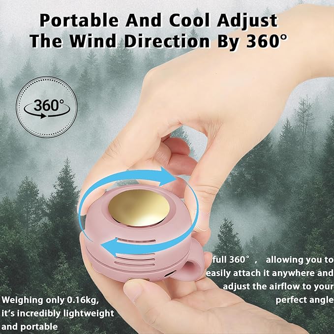 Portable Clip-On Fan, Mini USB Rechargeable 360° Rotatable Fan, 3-Speed Silent Mini Bladeless Fans