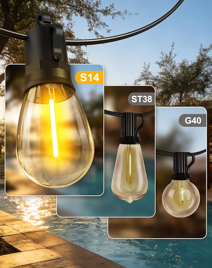 100ft-Solar-Powered-Lights-Outdoor-Waterproof-String Lights-Outside-Patio-Yard-Garden-Fence-Backyard-Deck-Porch-Balcony-Patios-Camping-Battery-Operated-LED-Fairy-Strip-Lighting-Hanging-Edison-Bulbs