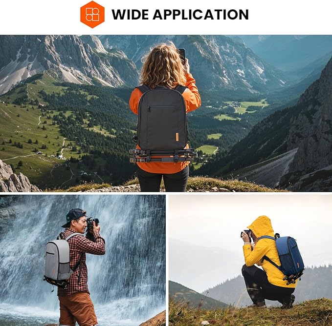 TARION Camera Backpack Bag for Photographers: DSLR Camera Bag with Laptop Compartment Waterproof Raincover Travel Photo Backpack Bag Case Gray TB-M