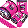 1200 Paracord Rope - 4.4mm 14 Strand Nylon Parachute Spool para Cord Lanyard for Outdoor Camping Survival Utility Tent Crafting DIY Projects Fishing Clothsline Bracelet - Neonpink 200FT