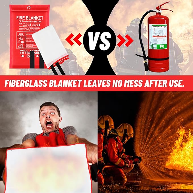 45 Pcs Emergency Fire Blankets for Home and Kitchen 40x40 Inch 15 Fiberglass Fire Suppression Blankets with 15 Fireproof Gloves & 15 Hooks for House Grill Fireplace Camping Car Warehouse Safety