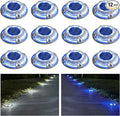 addlon Solar Dock Lights Outdoor 12 Pack, 2 Color Modes LED Deck Marine Waterproof Driveway Marker Lights for Step Sidewalk Stair Garden Pathway Walkway Yard (Blue Light/Cool White)