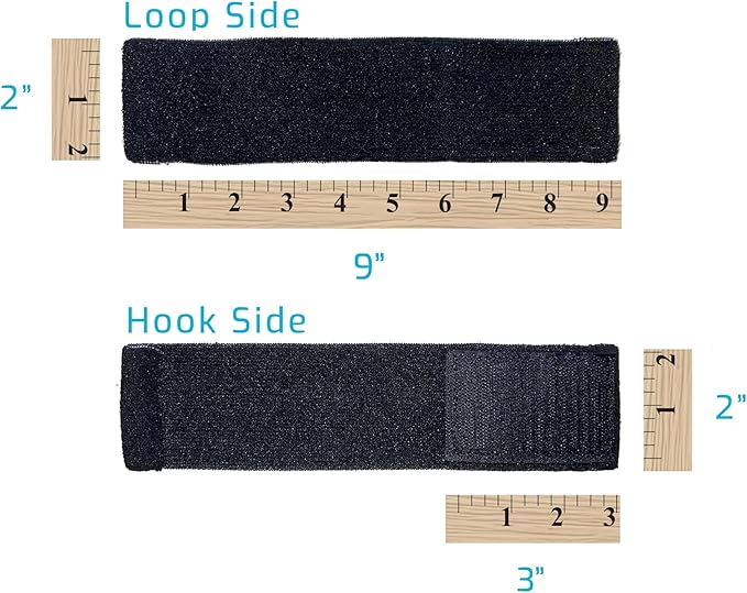 Extender Strap - Multipurpose Elastic Hook and Loop Extension for Ice Packs, Ice Belts, Back/Knee/Ankle Braces, Vests, Wraps, and Belts - Made in USA (2 x 9 Inches)