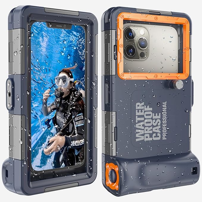 2026 Underwater Snorkeling Diving Phone Case for Phone 17/16/15/14/13/12Pro Max/Galaxy S25/S24/S23.(50ft/15m) Professional Scuba Dive Waterproof Case Underwater Photo Video（Blue）