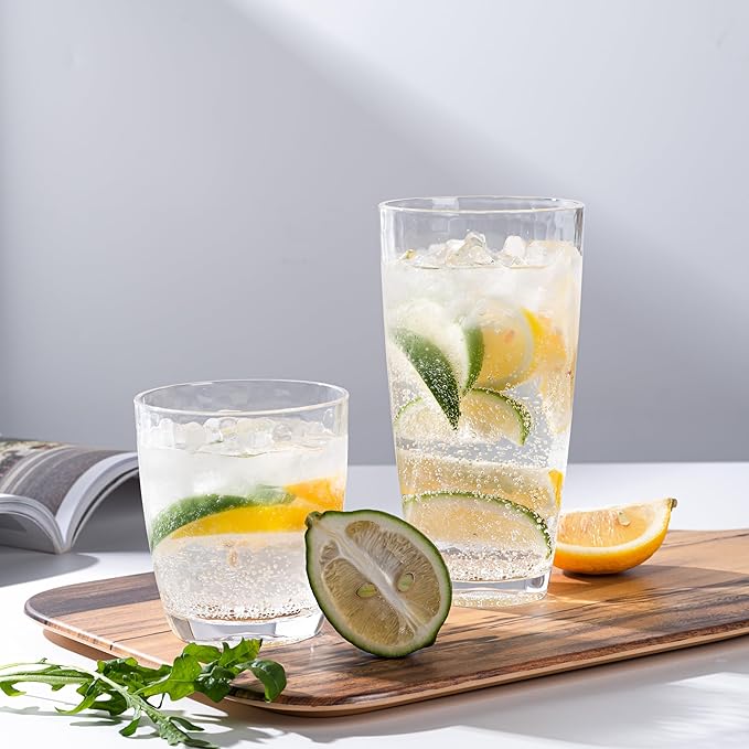 KOXIN-KARLU Hammered 26-ounce Plastic Tumbler Acrylic Glasses Drinking Cups, set of 8 Clear