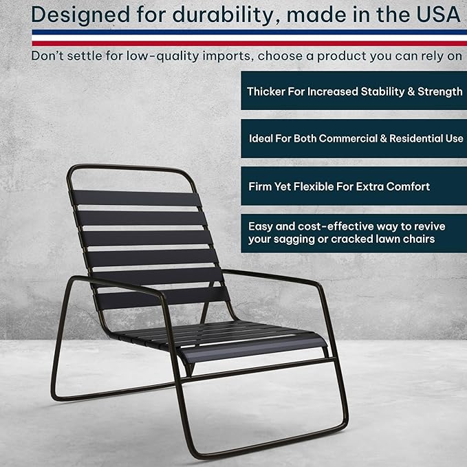 2 Inch Wide, 20ft Long Vinyl Strap - Replacement Straps for Patio Chairs - Vinyl Strapping for Patio Furniture Repair - Durable Seat Repair Kit for Lawn Chairs, Outdoor Furniture (Black)