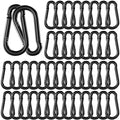 50 Pack 3.9" Heavy Duty Carabiner Clips, M10 Black Galvanized Steel Spring Snap Hooks, Rust-Resistant Keychain Clips for Hammock, Camping, Hiking, Fishing, Swing Set