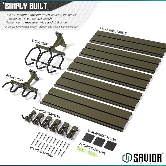 Savior Equipment Wall Rack System Heavy-Duty Steel Tactical Rifle Carbine Shotgun Handgun Storage Wall Mount, Modular Firearms Gun Wall Gear Accessories Organizer, Holds up to 6 Rifles & 6 Pistols