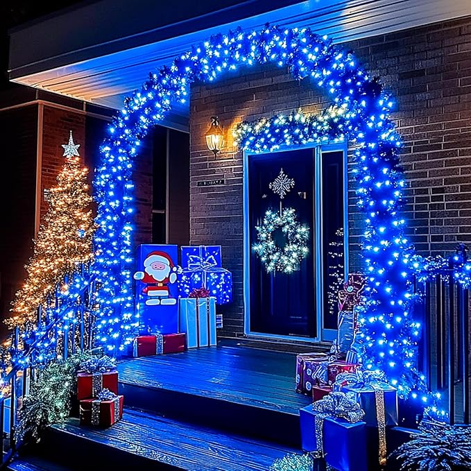 JMEXSUSS 2 Pack Solar String Lights Outdoor Waterproof, Total 400 LED 151FT Solar Christmas Lights Outdoor, 8 Modes Christmas Light for Outside Patio Yard Tree Decorations, Blue