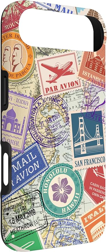 World Map Travel Passport Stamps Postage Stamp Case for iPhone Air