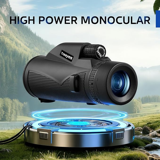 10x42 Monocular Telescope High Power HD, 330g Ultra-Lightweight & Portable, BAK4 Prism Metal Frame, with Phone Adapter Tripod for Bird Watching, Hunting, Travel, Concerts, Football Games
