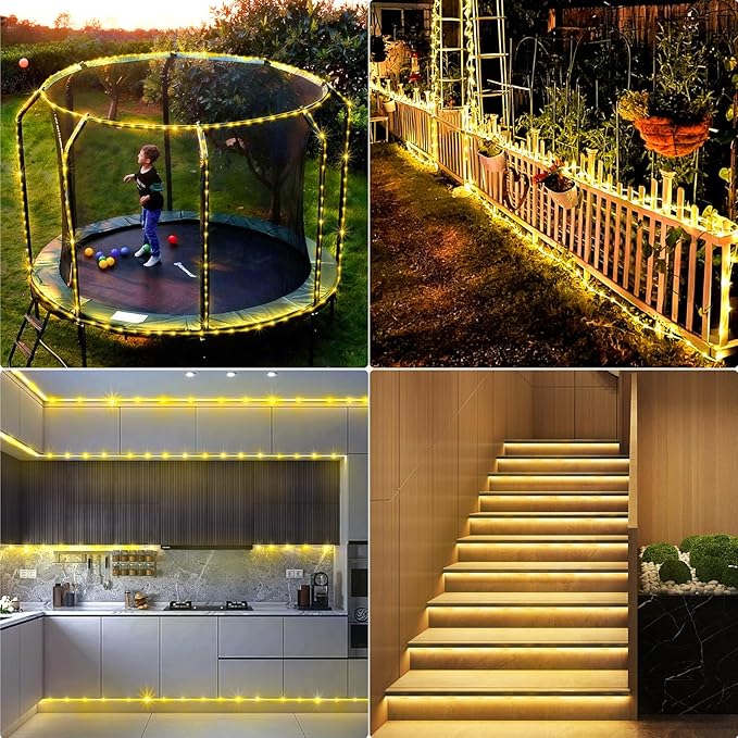 KNONEW 328FT 1000LED Rope Lights for Outside,Outdoor String Lights Waterproof 8 Modes Clear Tube Light for Indoor,Bedroom,Wedding,Garden,Patio,Christmas,Tree,Rv,Holiday Decoration(Warm White)
