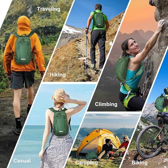 12L Ultralight & Thin Packable Daypack, Small Foldable Hiking Backpack Travel Bag, Water Resistant Day Pack for Men Women