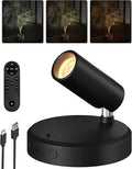 EZVALO Wireless LED Spotlights Indoor, 5500mAh Rechargeable Battery-Powered Plant Spotlights, Dimmable & Timer, 3-CCT Small Up Lights with Remote, Accent Uplighting for Artwork, Trees (Black)