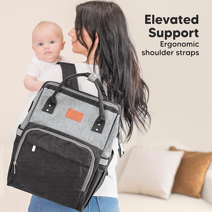 KeaBabies Baby Diaper Bag Backpack - Large Baby Bag for Boys, Girls, Waterproof Multi Function Travel Diaper Backpack with Changing Pad, Durable Travel Essentials for Moms and Dads (Graphite)